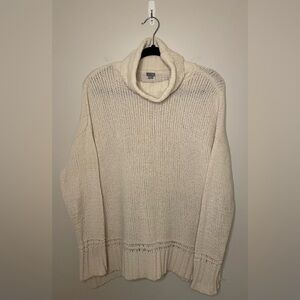 Aerie Oversized Knit Turtleneck Sweater, Cream/White, Size S, EUC